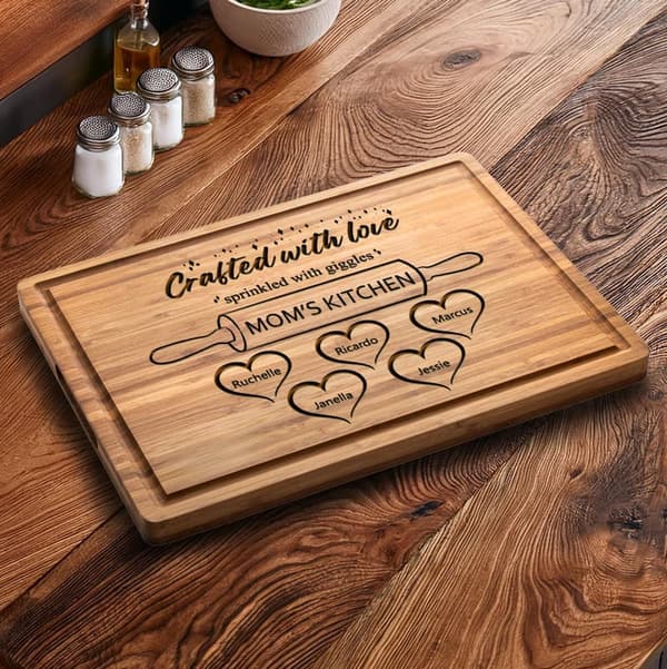 Custom Cutting Board with Kids' Names - Perfect Mother's Day Gift