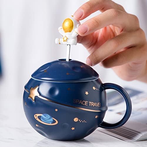 Kawaii Astronaut Mug with Lid & Spoon - Cute Ceramic Gift