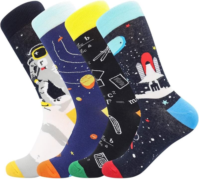 Colorful Crew Dress Socks for Men (Size 9-12)