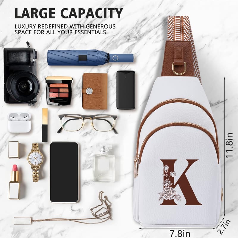 Leather Crossbody Bag for Women - Personalized Initial Fanny Pack