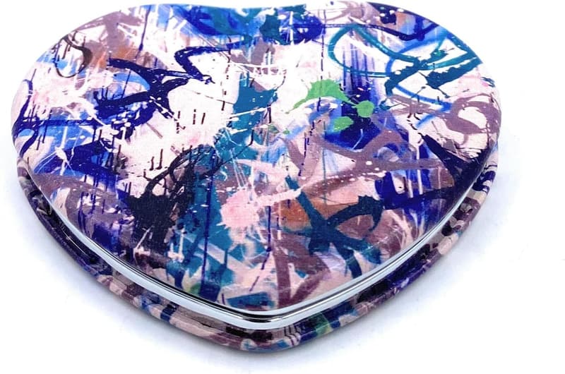 Compact Blue Heart Pocket Mirror - Unique Gift for Her
