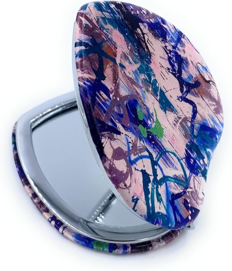 Compact Blue Heart Pocket Mirror - Unique Gift for Her