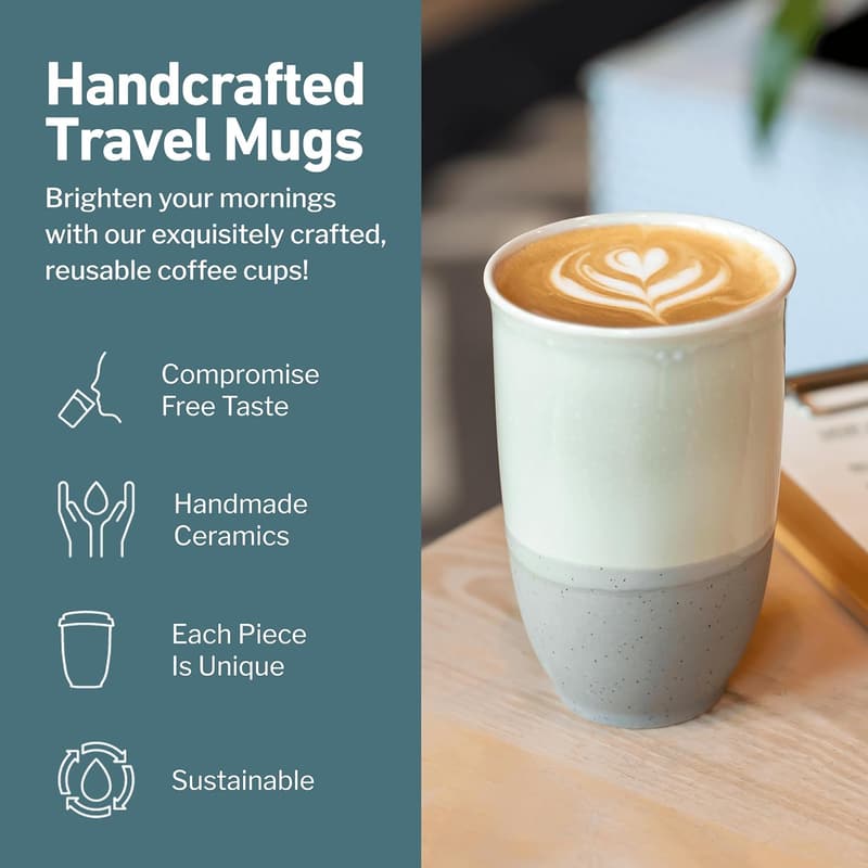 Sea Mist Reusable Coffee Travel Mug – 12oz, Microwave & Dishwasher Safe