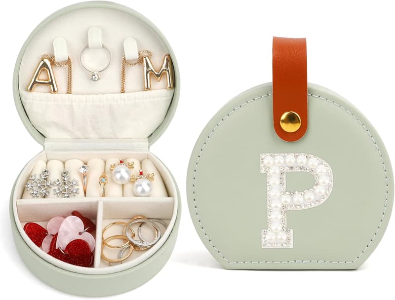 Valentine's Day Initial Jewelry Box for Women - Travel Case