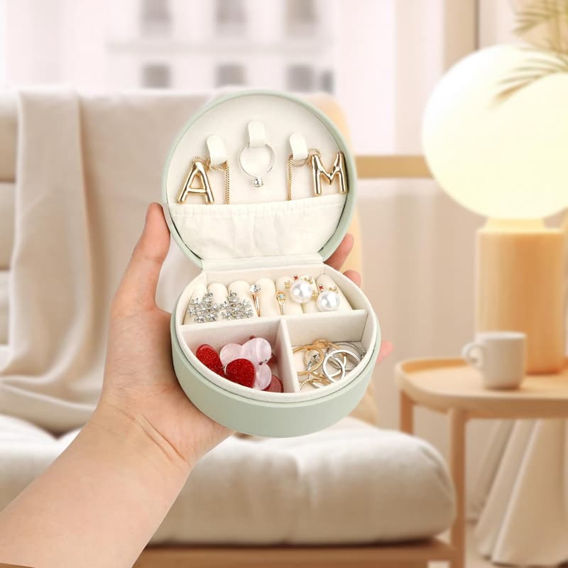 Valentine's Day Initial Jewelry Box for Women - Travel Case