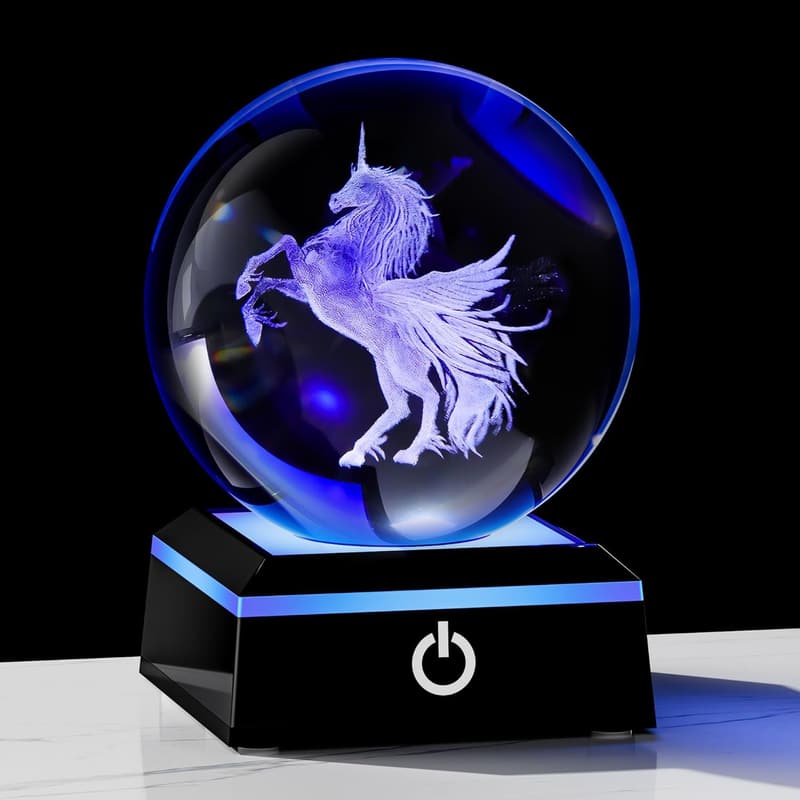 Unicorn 3D Crystal Ball Night Light for Women