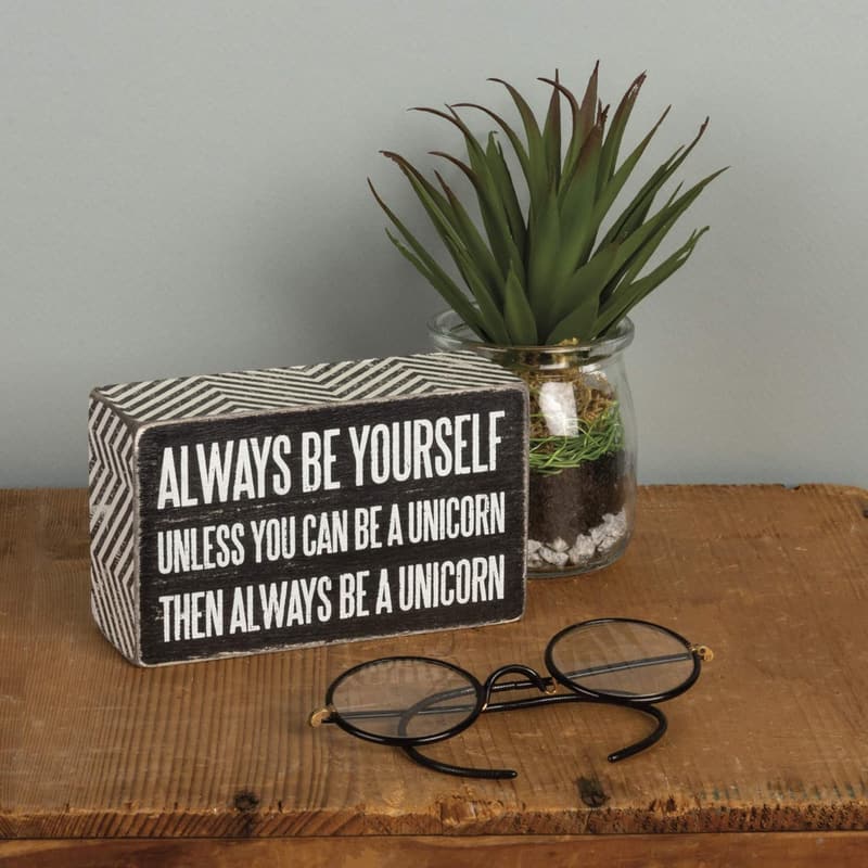 Be A Unicorn Box Sign - Wood Paper Decor, 3