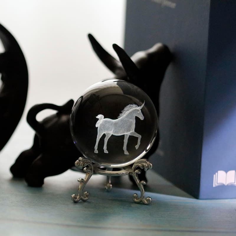 3D Unicorn Crystal Ball with Stand - Laser-Engraved Paperweight