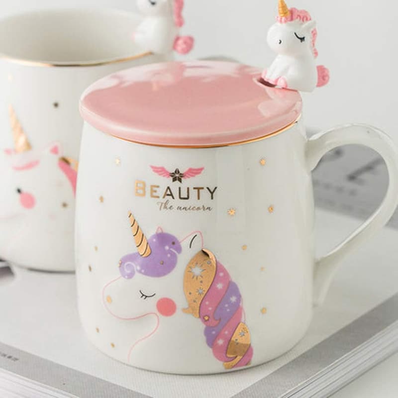 Magic Unicorn Ceramic Mug with Spoon – Gift for Girls