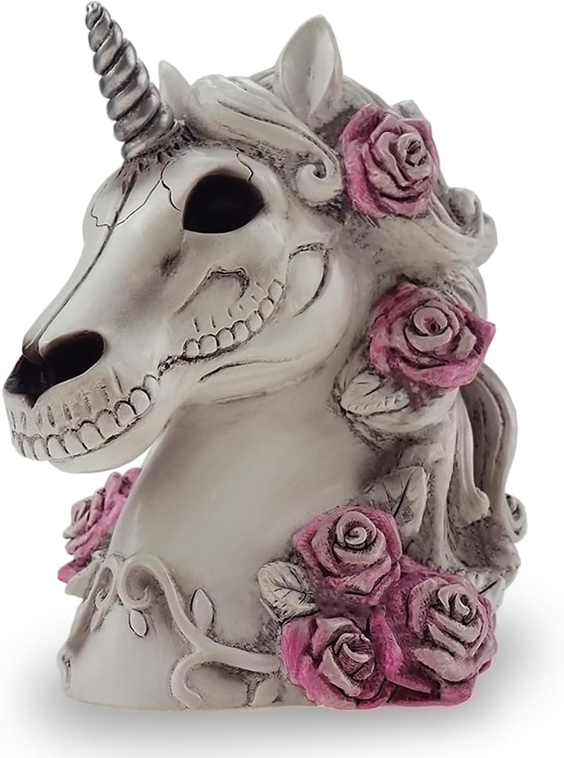 Halloween Gothic Unicorn Skull Piggy Bank - Sugar Skull Decor