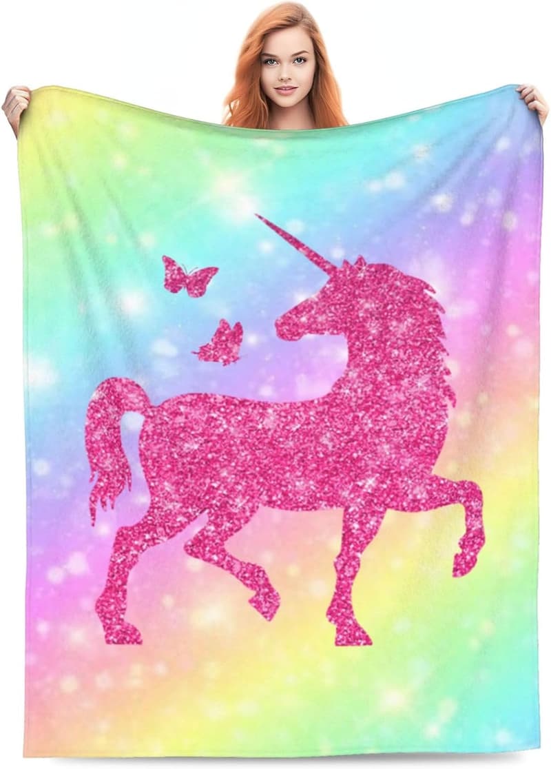 Ultra-Soft Unicorn Butterfly Fleece Throw Blanket 50