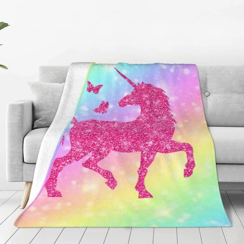 Ultra-Soft Unicorn Butterfly Fleece Throw Blanket 50
