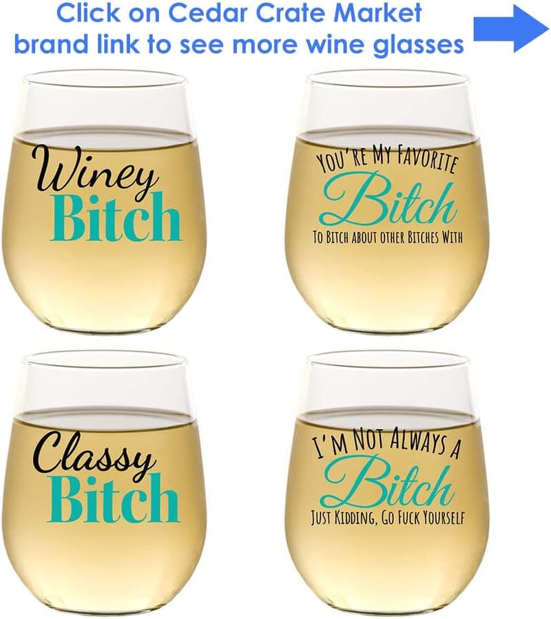 Funny Stemless Wine Glass - Humorous Gift for Friends