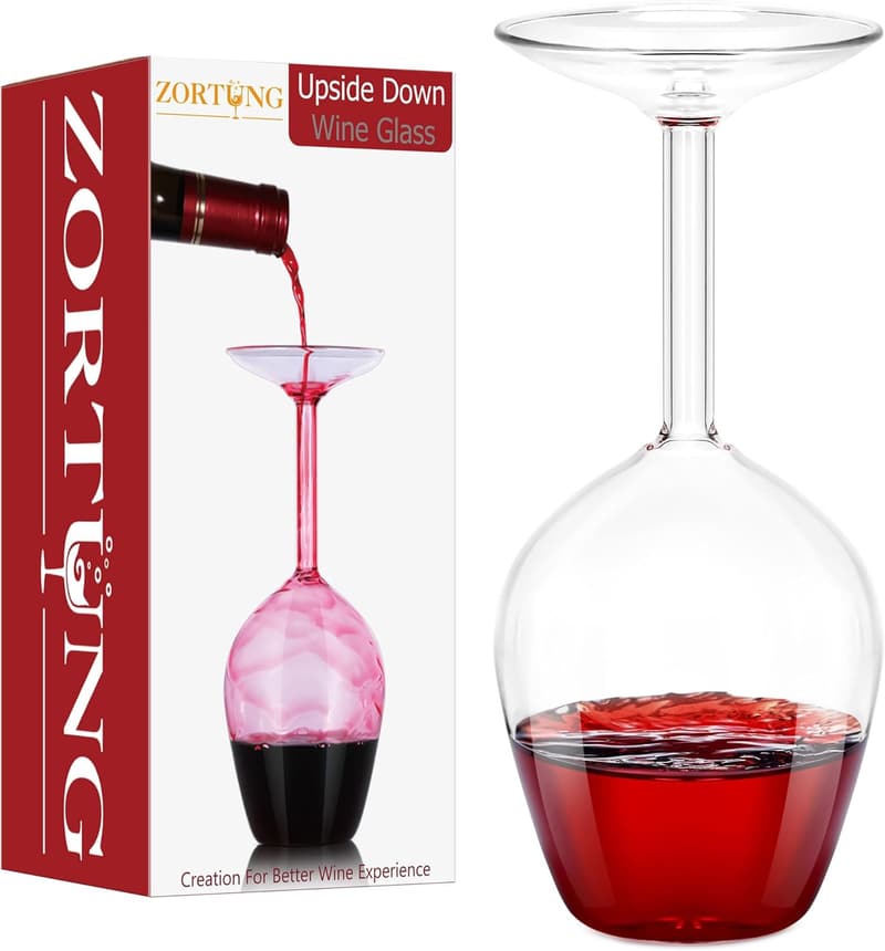 Funny Upside Down Wine Glass - Unique Gift for Birthdays & Events