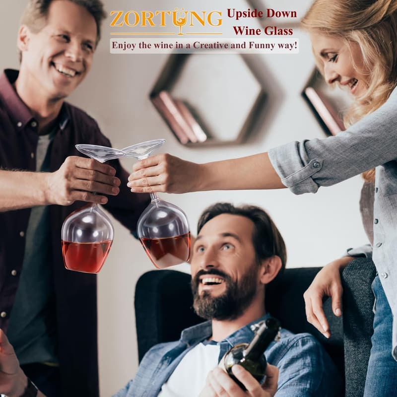 Funny Upside Down Wine Glass - Unique Gift for Birthdays & Events