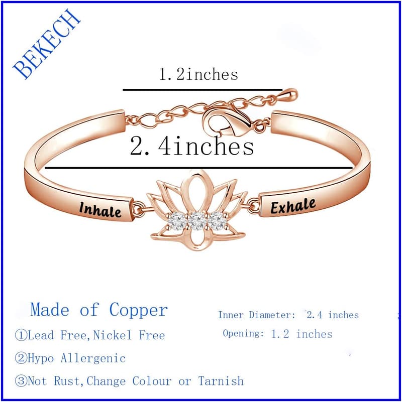 Yoga Bracelet - Inhale Exhale Lotus Flower Jewelry Gift