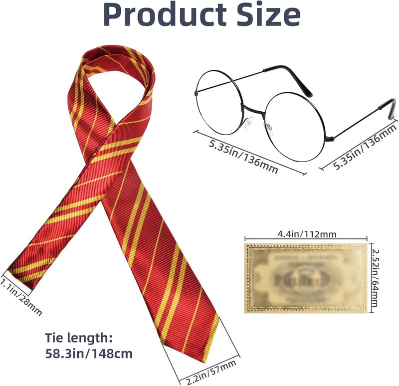 Halloween Wizard Cosplay Tie and Glasses Costume Set