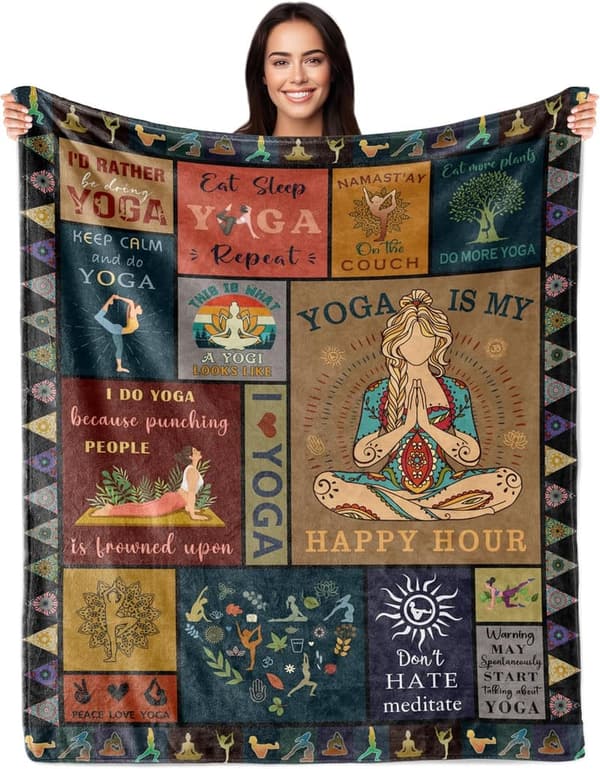 Yoga Blanket Gift for Women, Funny Zen Meditation Throw 60