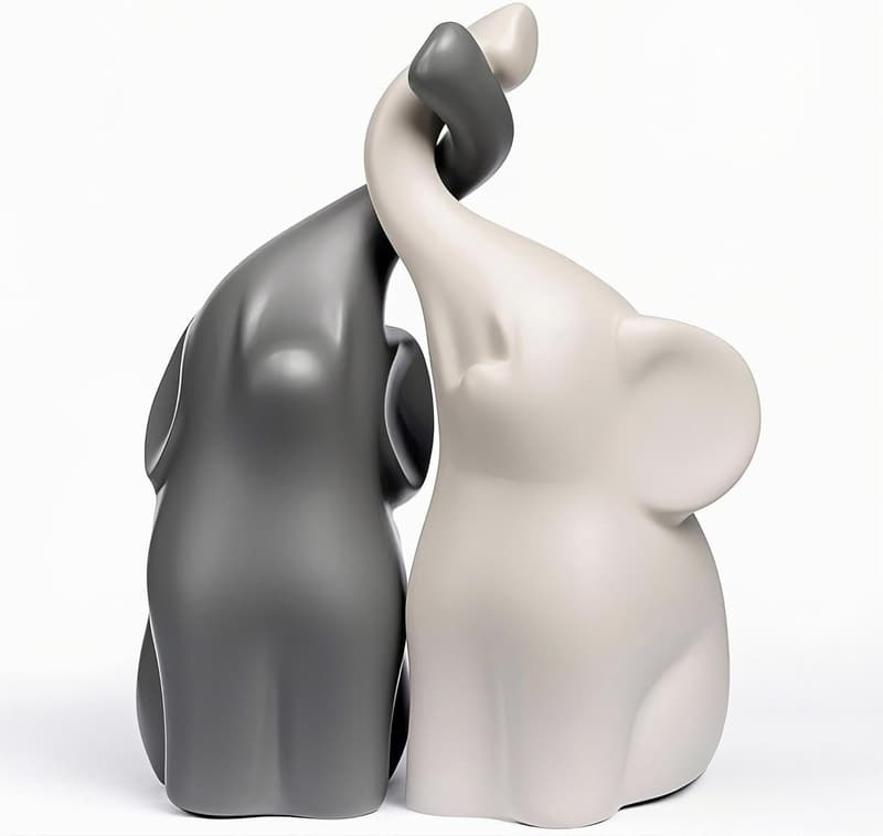 Couples' Elephant Ring Holder Statue Set - 家居裝飾