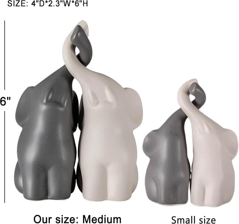 Couples' Elephant Ring Holder Statue Set - 家居裝飾