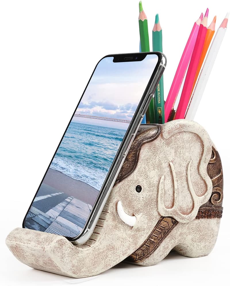 Multifunctional Elephant Desk Organizer with Phone Stand