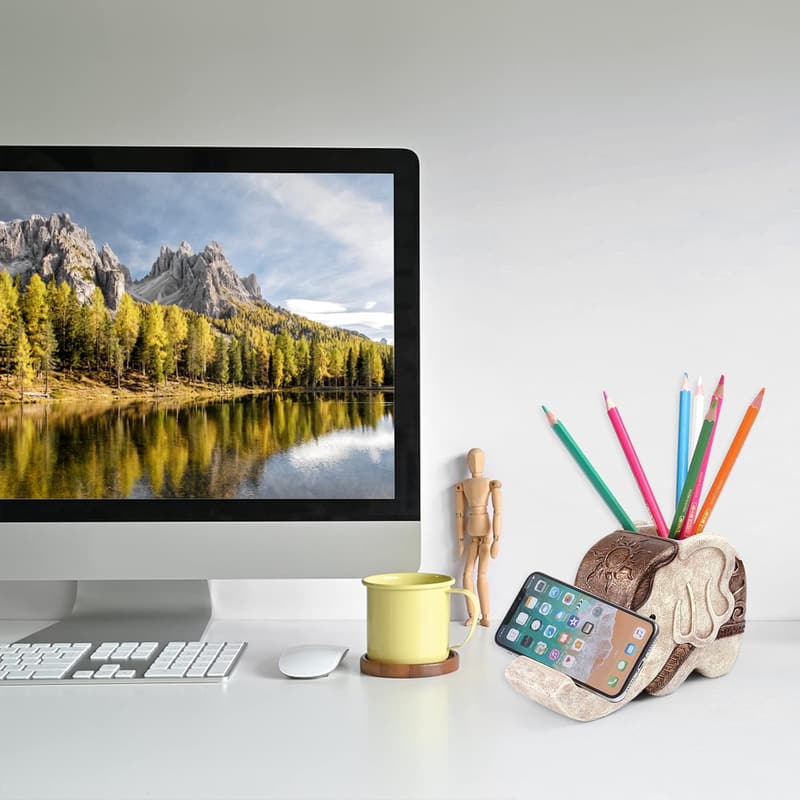 Multifunctional Elephant Desk Organizer with Phone Stand