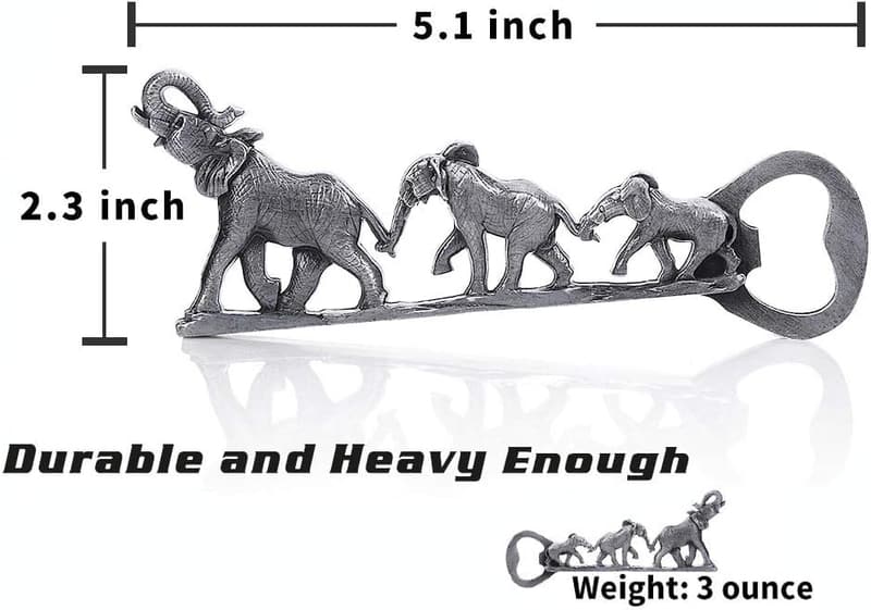 Unique Elephant Bottle Opener for Men and Women (Antique Nickel)