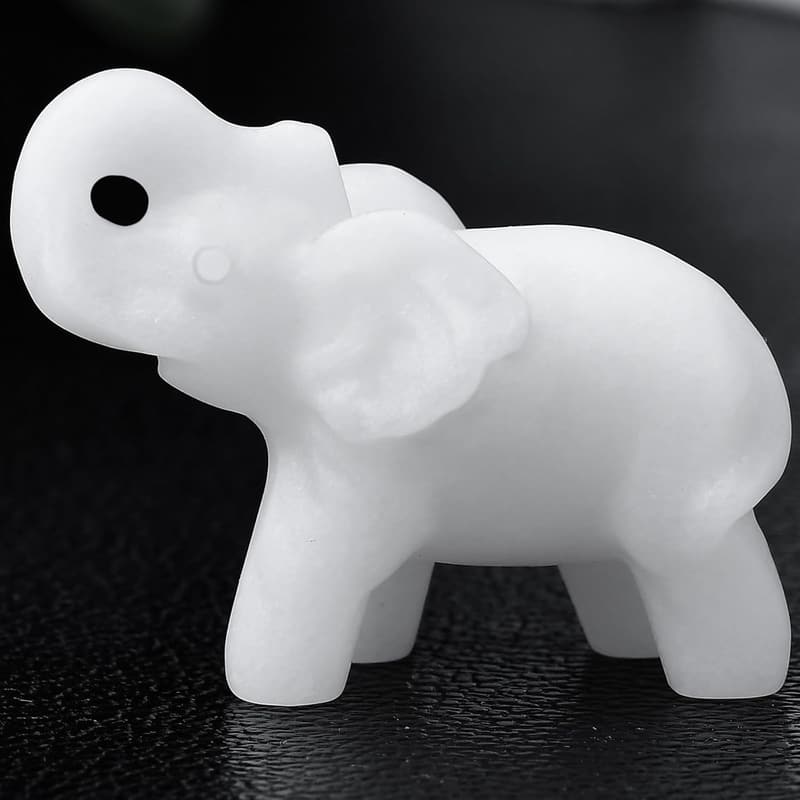 White Jade Elephant Figurine - Healing Crystal Decor