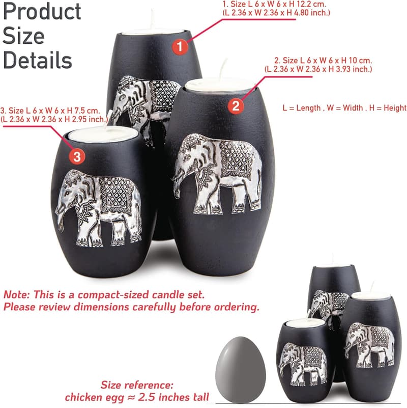 Mother's Day Handmade Wood Elephant Tealight Candle Holder Set