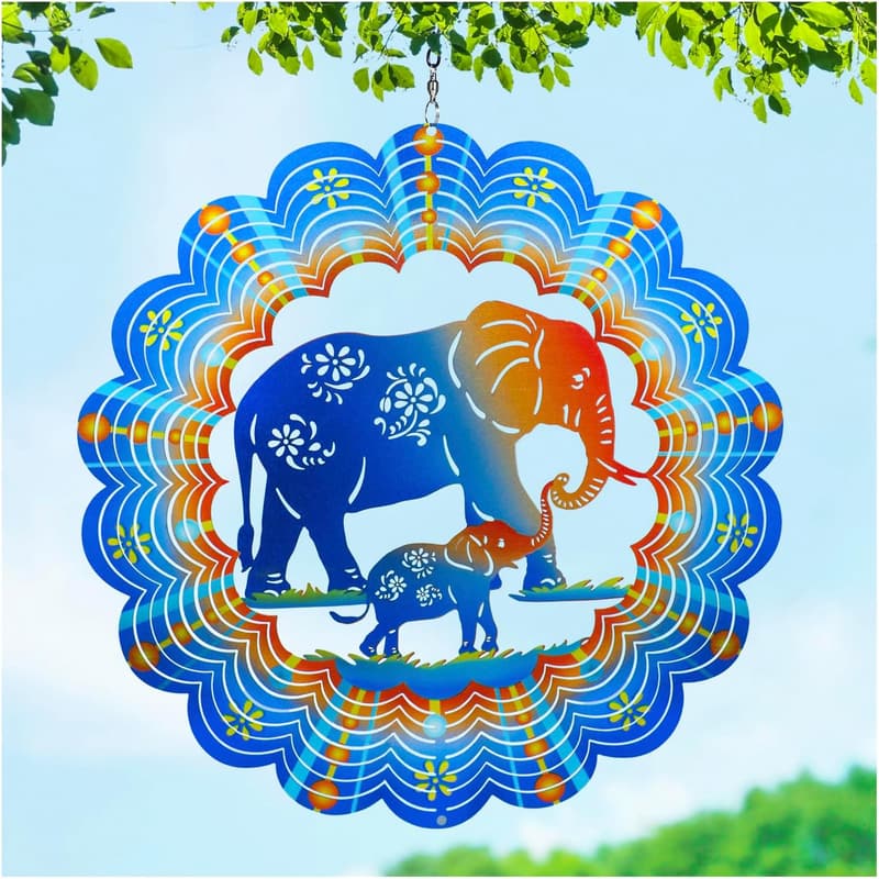 Stainless Steel Elephant Wind Spinner - 12