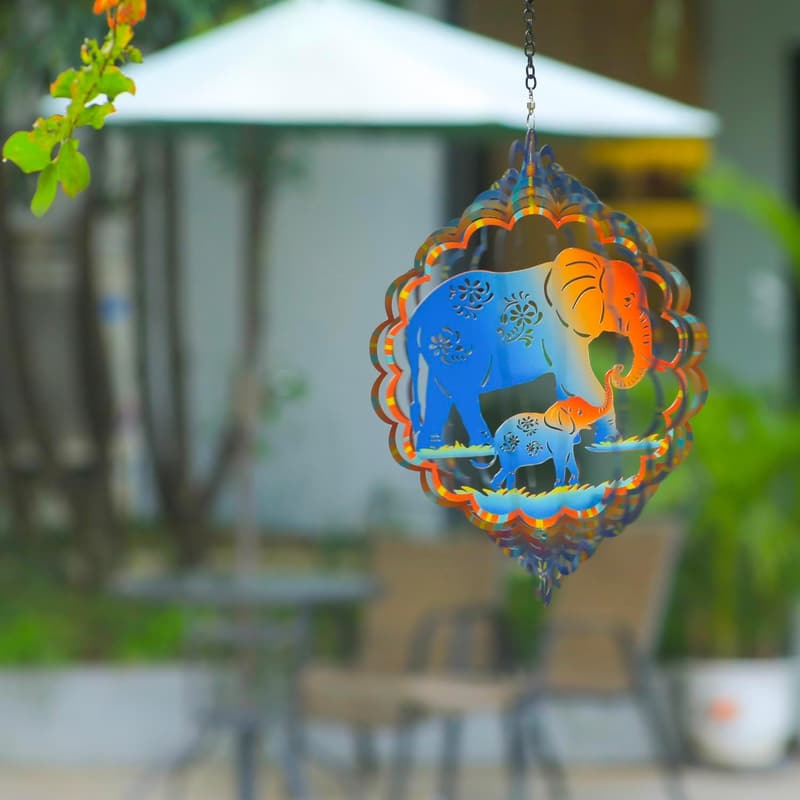 Stainless Steel Elephant Wind Spinner - 12