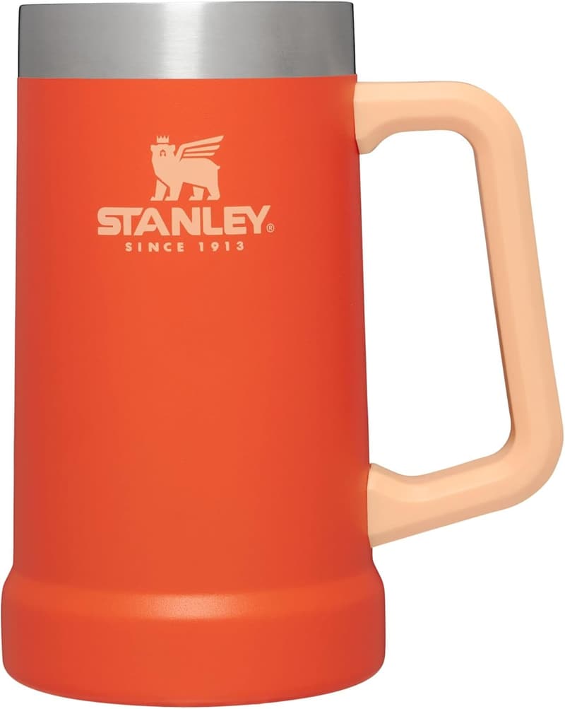 Insulated Stainless Steel 24 oz Beer Stein with Big Grip Handle