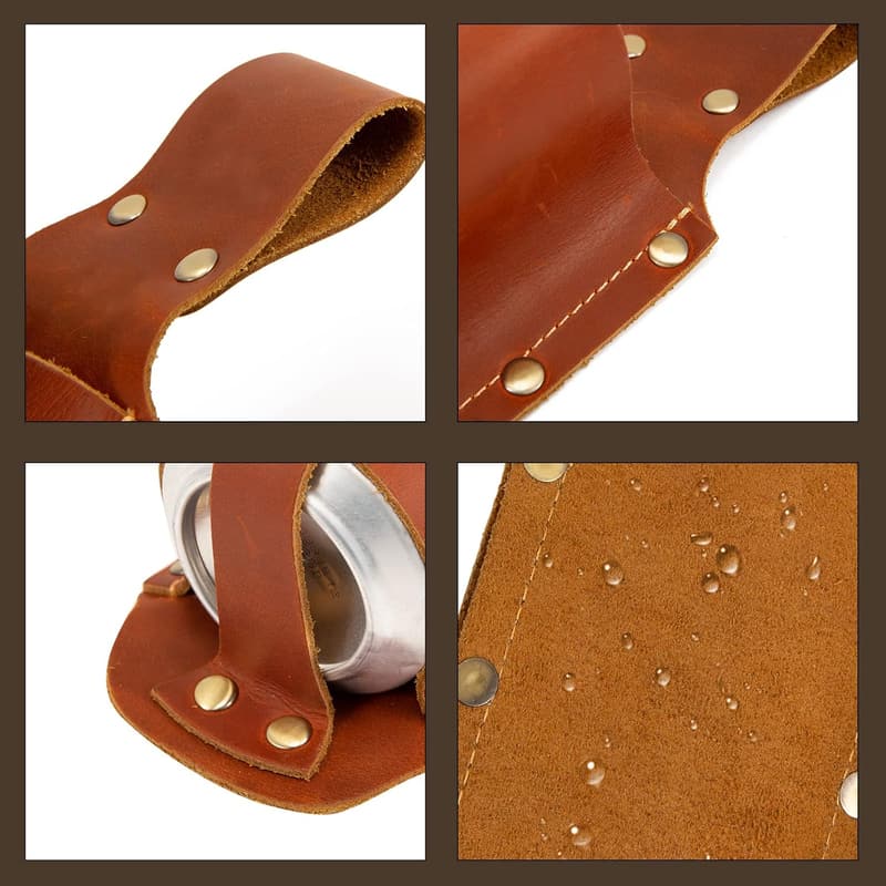 Beer Holster Leather Belt - Grilling Gift for Men