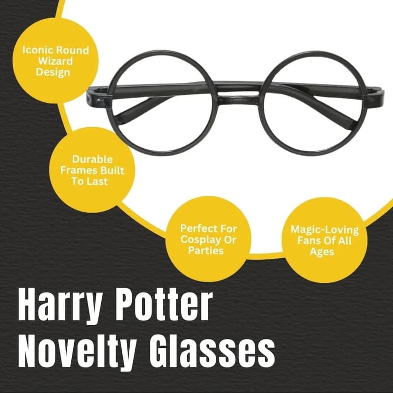 Harry Potter Black Glasses - Set of 4 for Costume Parties