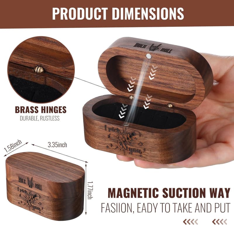 Teacher Appreciation Black Walnut Guitar Pick Holder with Picks