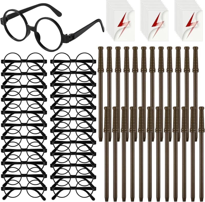 Wizard Party Favors Set - 72 Pieces with Wands, Glasses, and Tattoos