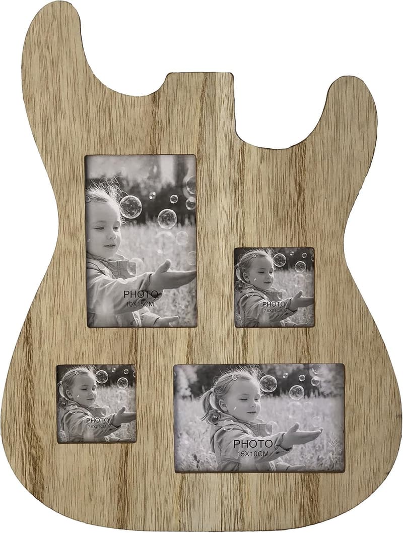 Guitar-Shaped Picture Frame for 4x6 & 3x4 Photos