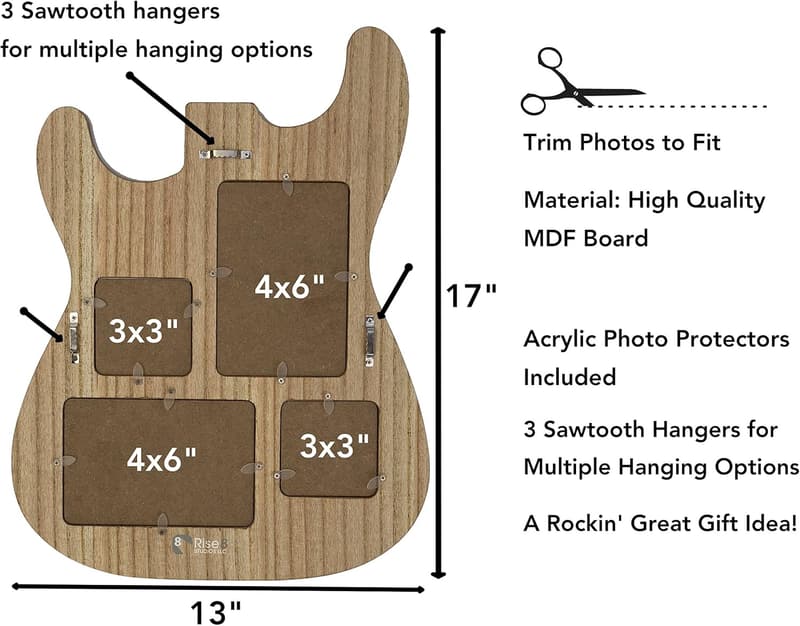 Guitar-Shaped Picture Frame for 4x6 & 3x4 Photos