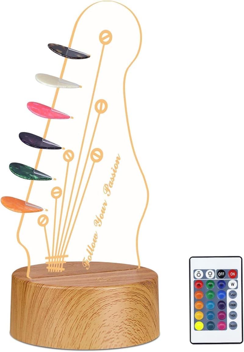 Acrylic Guitar Pick Holder with 16-Color Luminous Display for Musicians