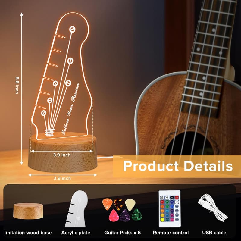 Acrylic Guitar Pick Holder with 16-Color Luminous Display for Musicians
