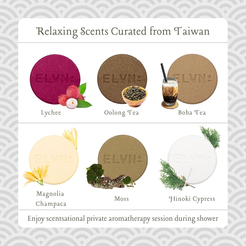Aromatherapy Shower Steamers - 6-Pack, Natural Taiwanese Scents