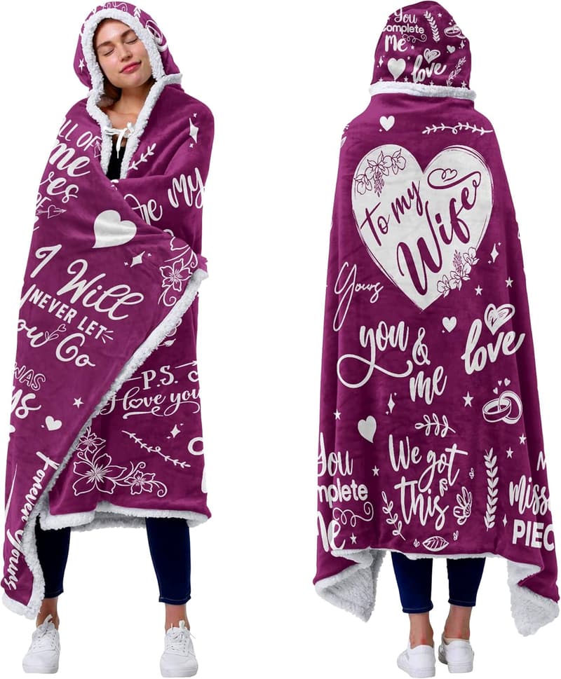 Mother's Day Sherpa Fleece Wearable Blanket Hoodie for Her