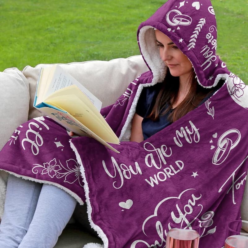 Mother's Day Sherpa Fleece Wearable Blanket Hoodie for Her