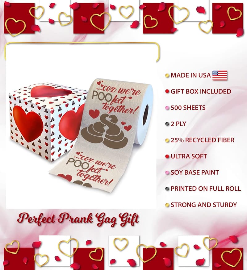 Valentine's Day Funny Toilet Paper Gag Gift for Couples
