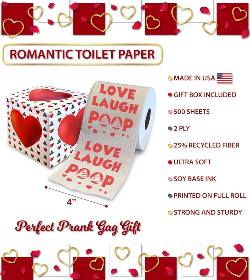 Valentine's Day Toilet Paper - Funny Gag Gift for Couples