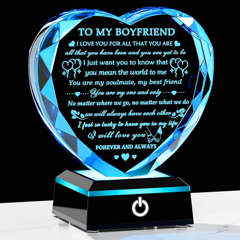 Anniversary Crystal Heart Keepsake with Colorful LED Base