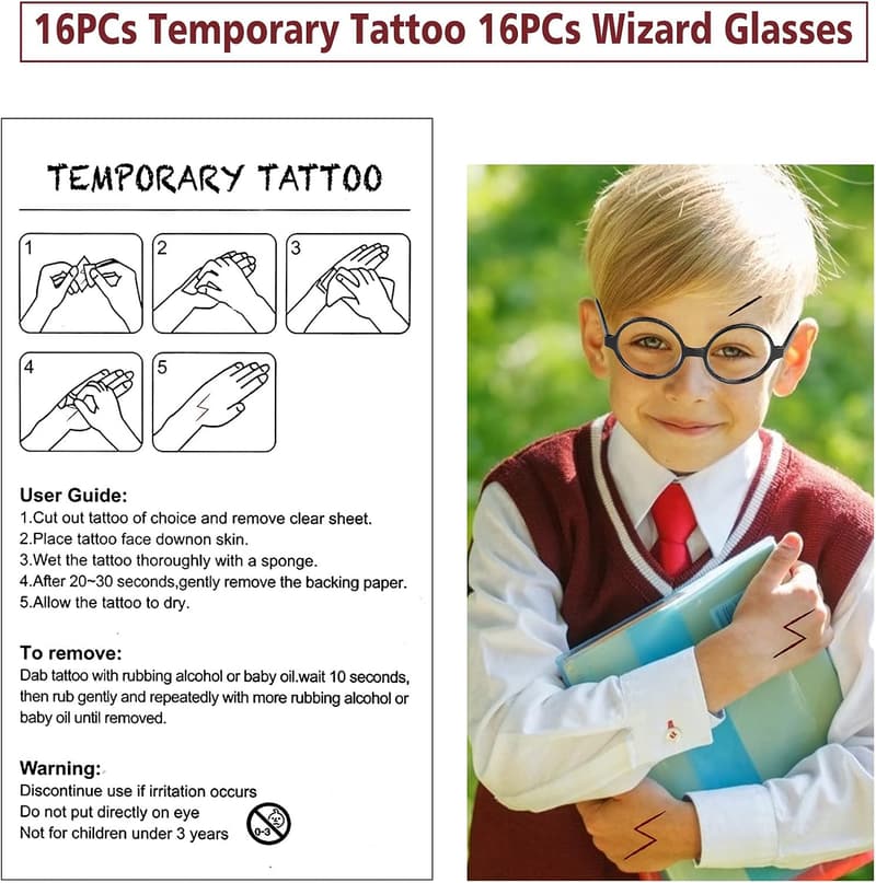 Halloween Wizard Glasses with Round Frame and Lightning Bolt Design
