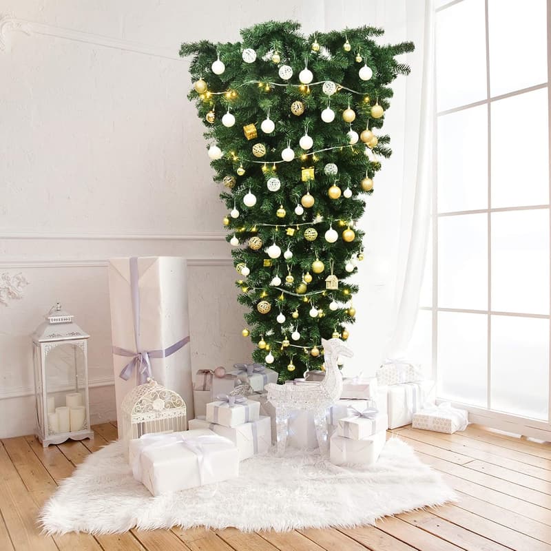7ft Artificial Upside Down Christmas Tree with Metal Stand