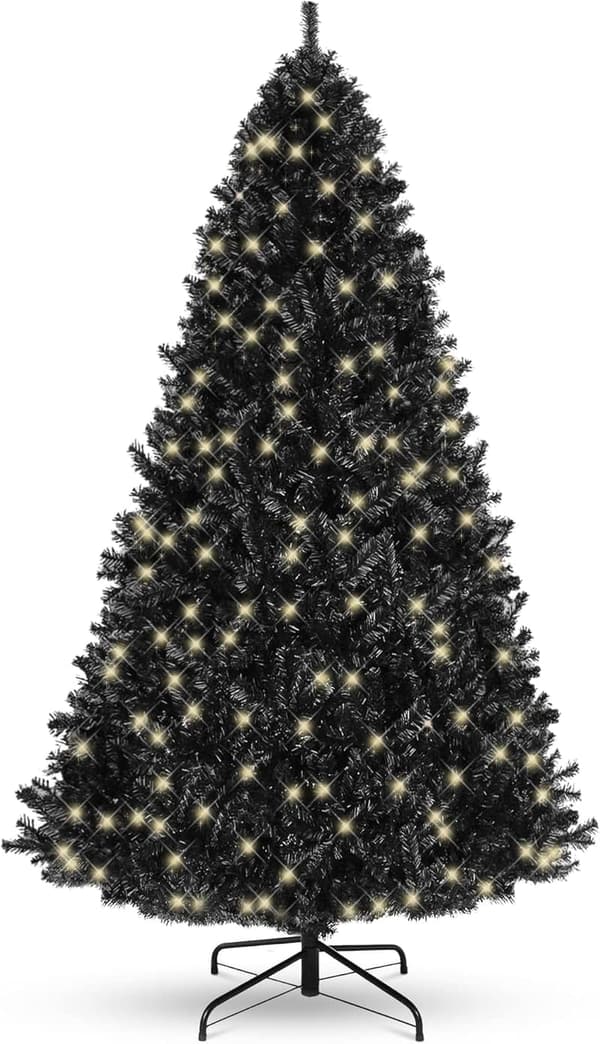 6ft Pre-Lit Black Christmas Tree with 250 Lights
