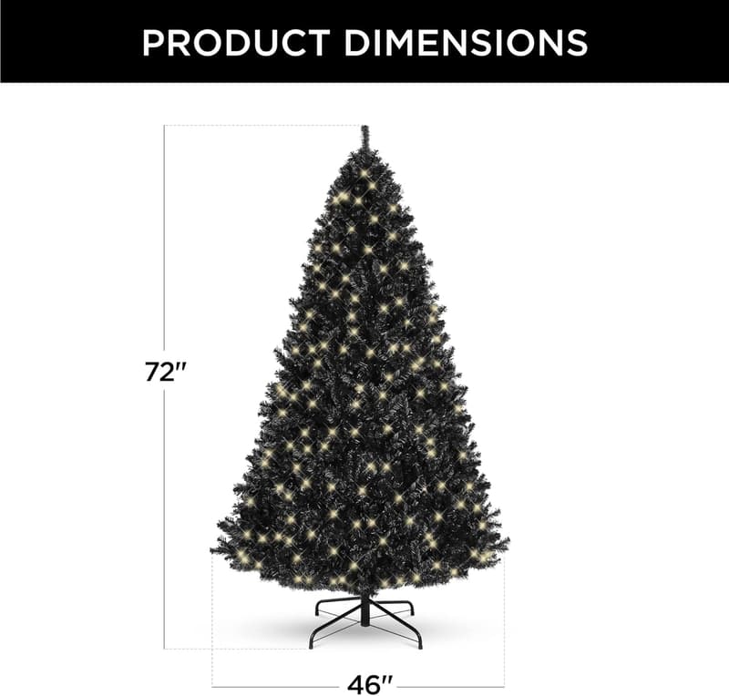 6ft Pre-Lit Black Christmas Tree with 250 Lights